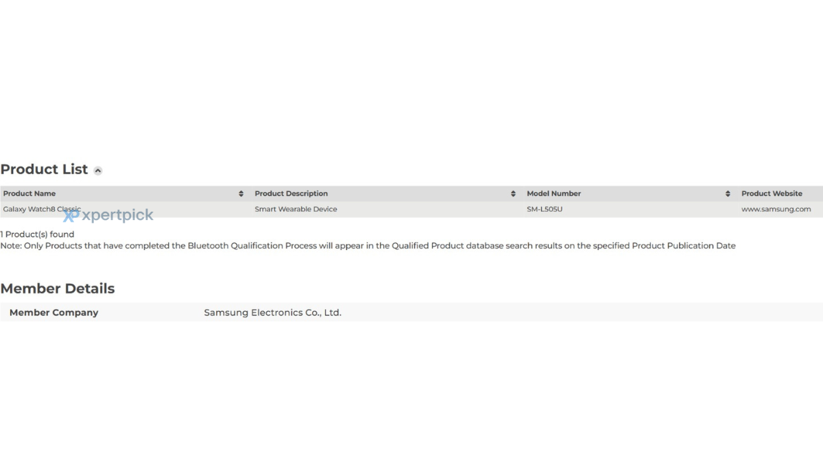 Samsung Galaxy Watch 8 Classic Bluetooth SIG certified