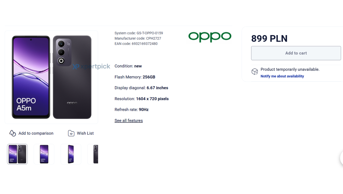 Oppo A5m listing