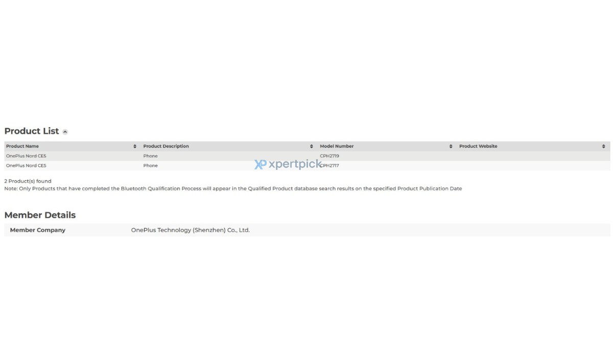 OnePlus Nord CE 5 Bluetooth SIG