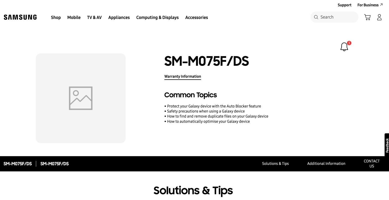Samsung Galaxy M07 support page goes live on Samsung India's website