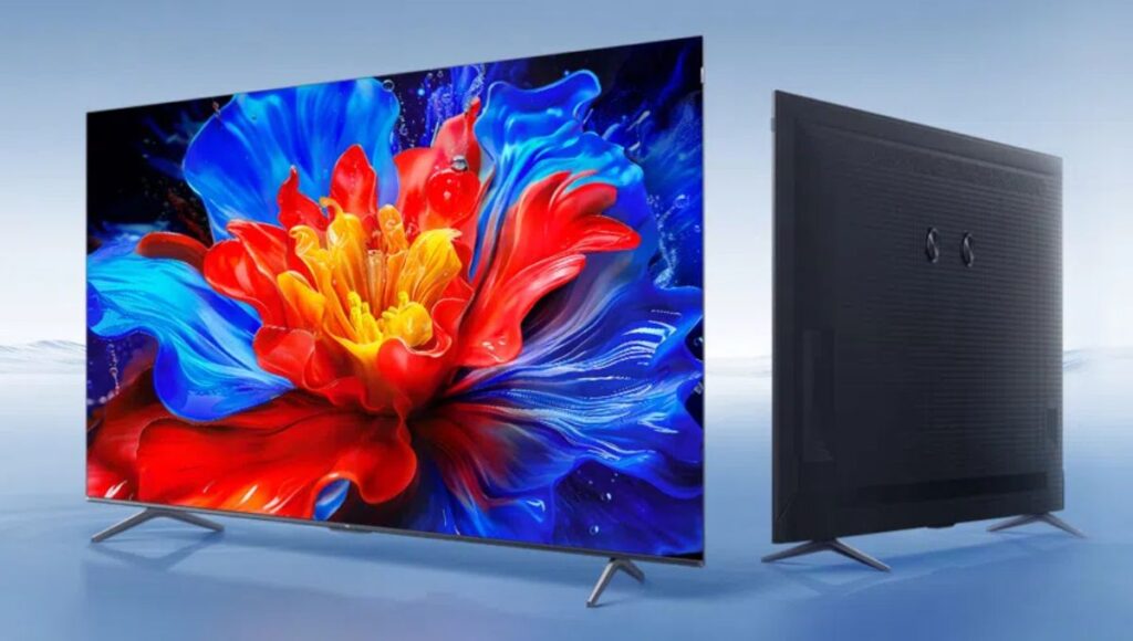 LED television shown from the front and rear, highlighting colourful display and thin panel design