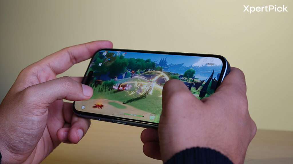Apple iPhone 17 running a game in landscape mode (Image source: Yetnesh Dubey / XpertPick)