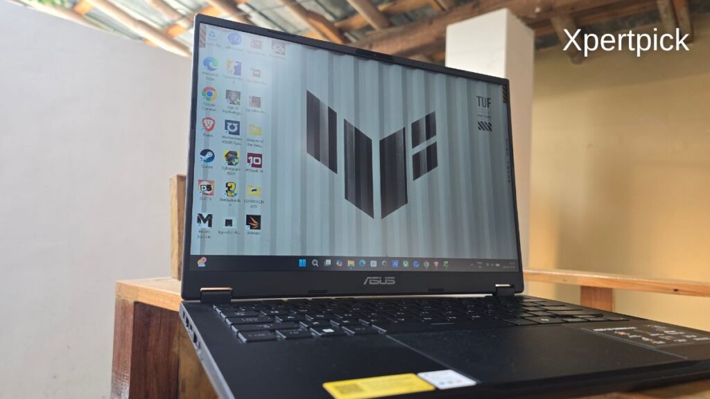 Asus TUF Gaming A14 display and keyboard view. (Source: Yetnesh Dubey / XpertPick)