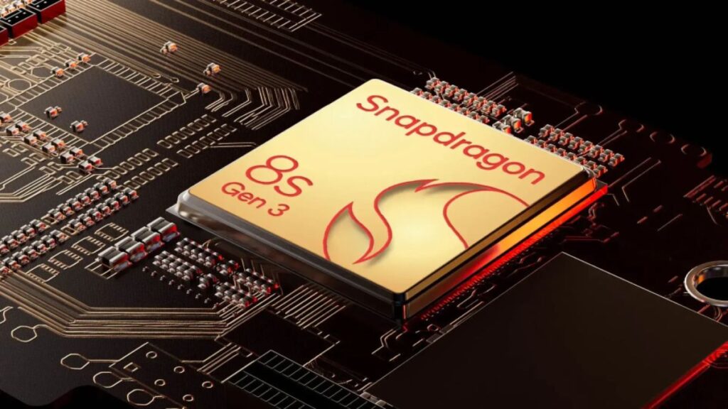 Qualcomm Snapdragon 8s Gen 3 processor render shown mounted on a motherboard (Source: Brave / Qualcomm)